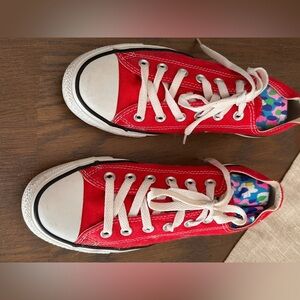 Converse Red Canvas Sneakers with White Accents